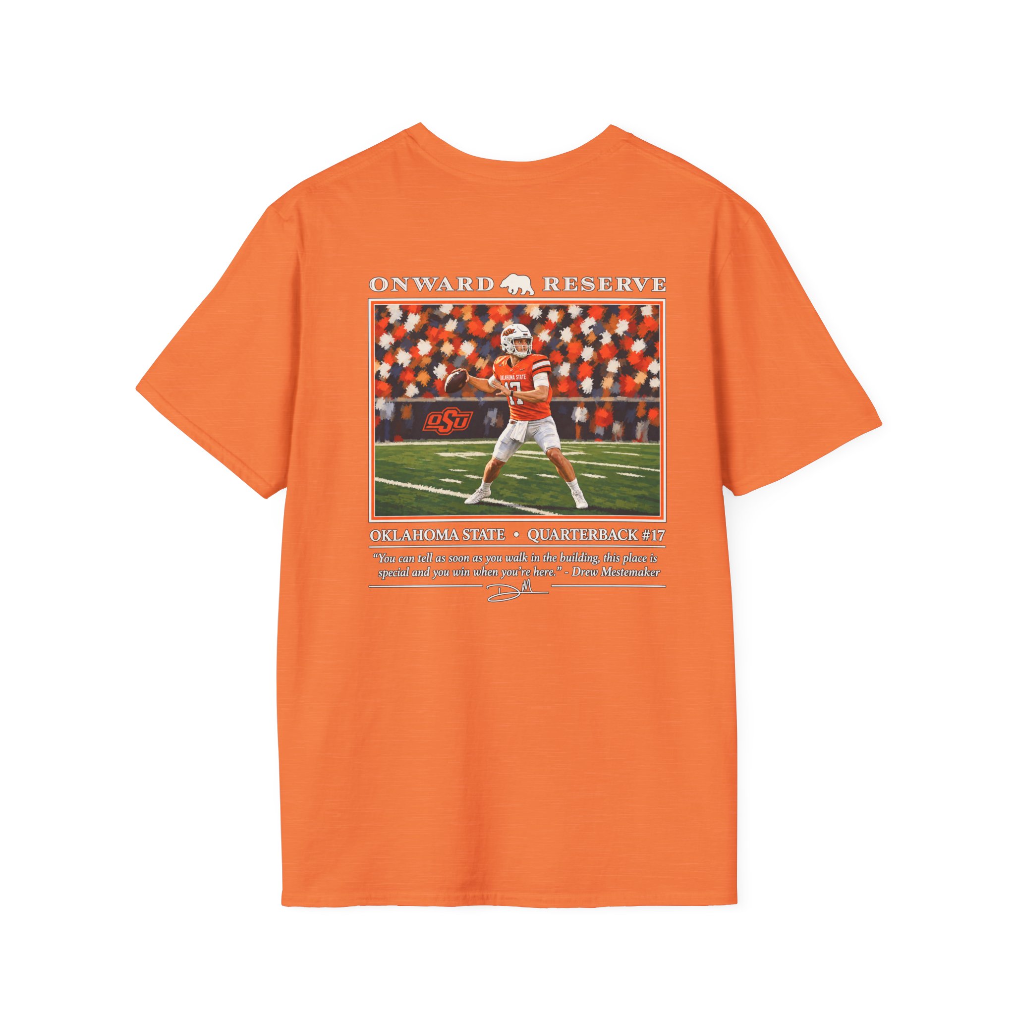 Onward Reserve Oklahoma State Quarterback 17 Drew Mestemaker Shirt